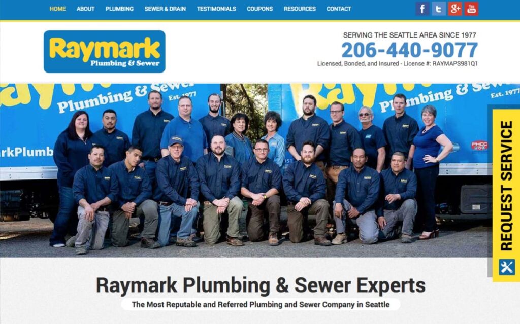 plumber website designer raymark plumbing