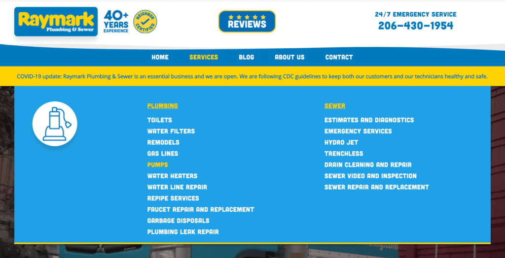 raymark plumbing mega menu