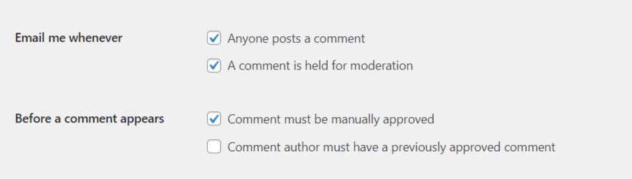 WordPress comment manual approval
