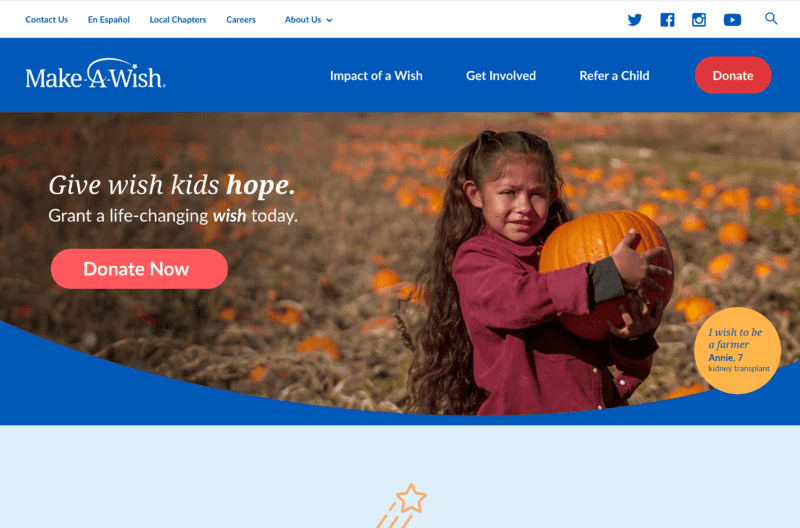 Make-A-Wish Foundation of America website design