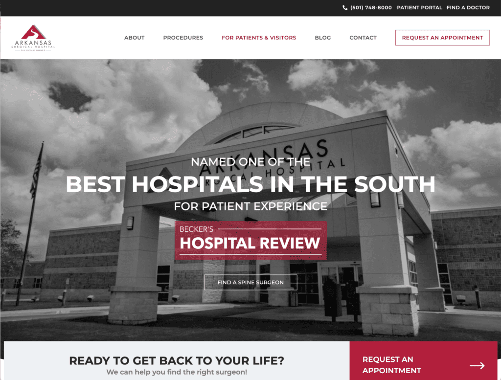 Arkansas Surgical Hospital medical website design