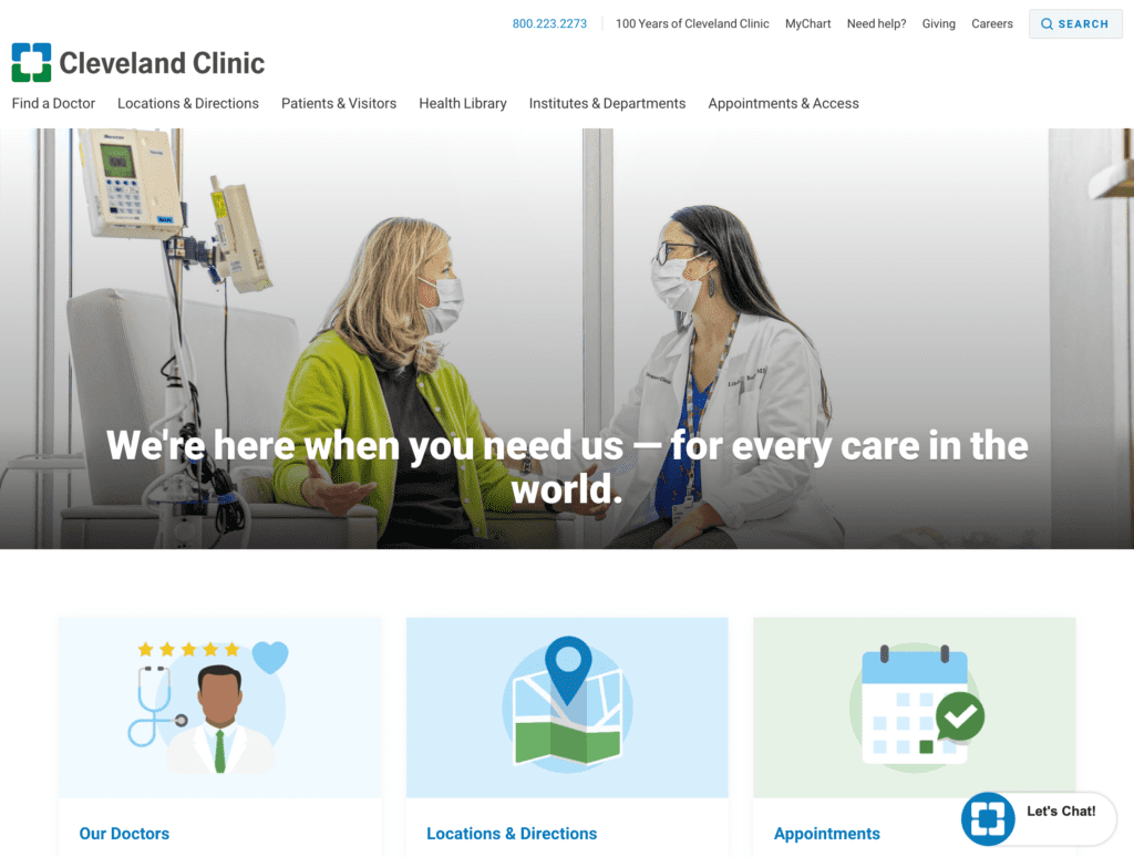 Cleveland Clinic medical website design