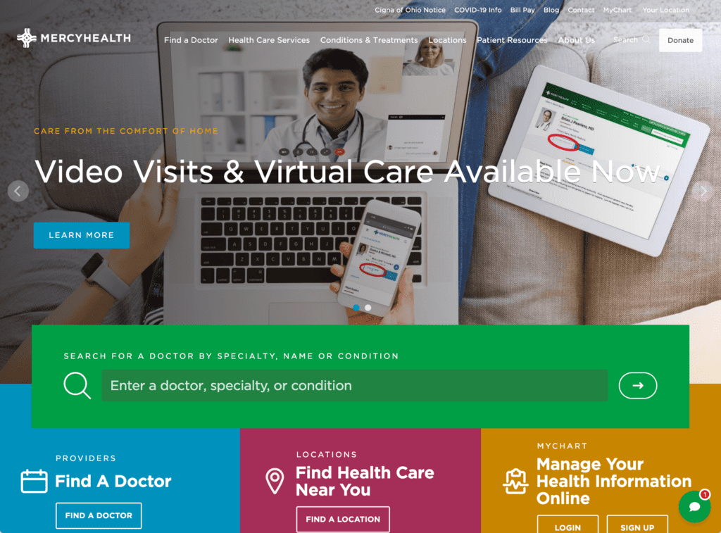 Mercy medical website design