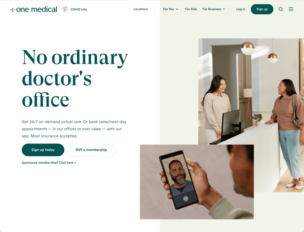 One Medical website medical design
