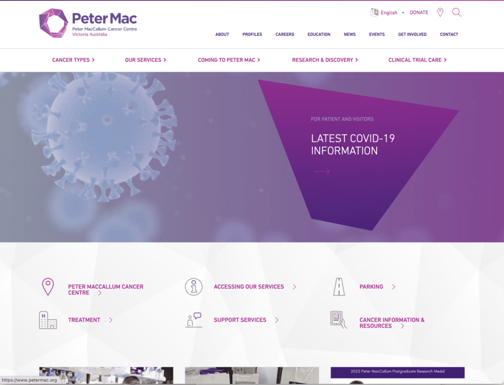 PeterMac medical website design