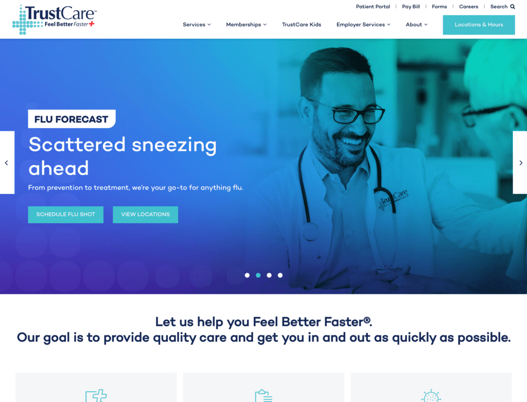 Trust Care medical website design