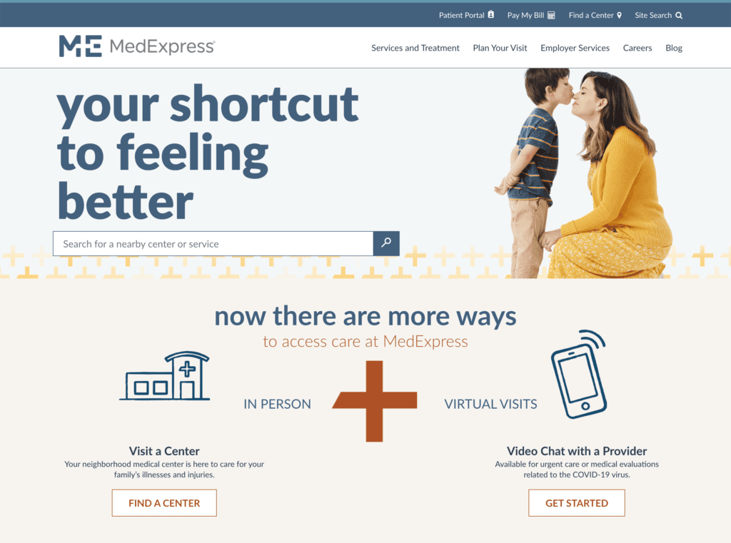 medical website design medexpress.com