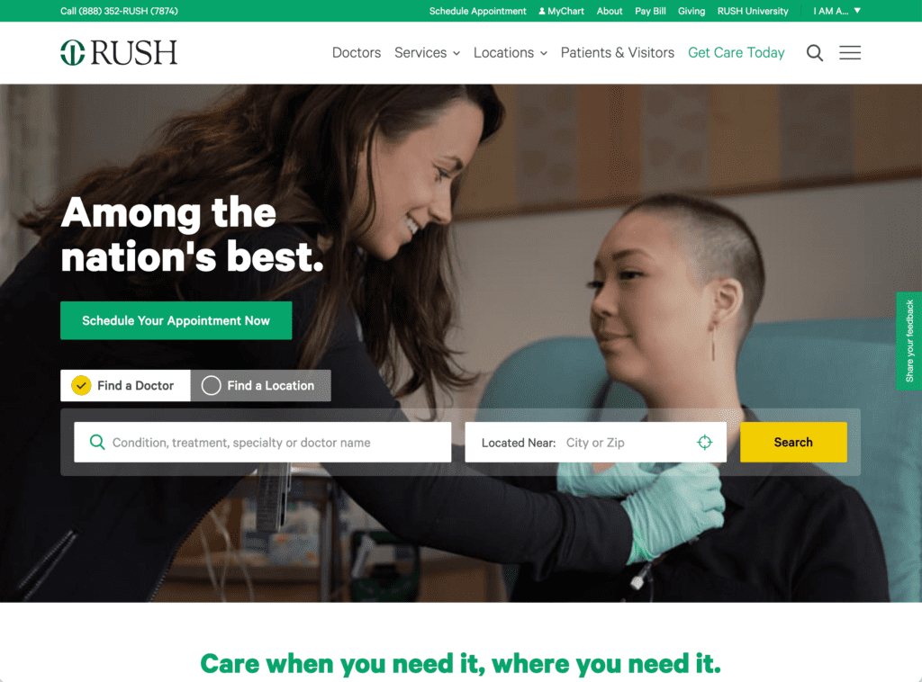 rush medical website medical design