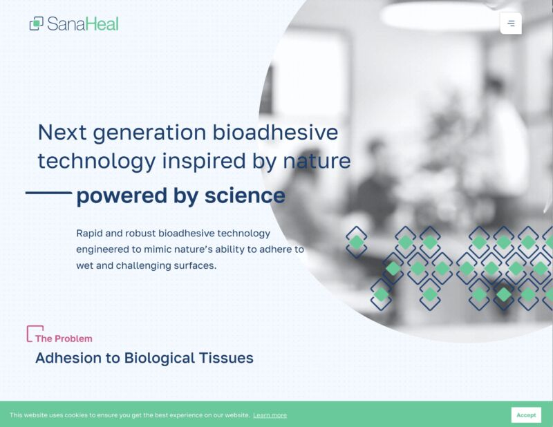 SanaHeal biotech web design