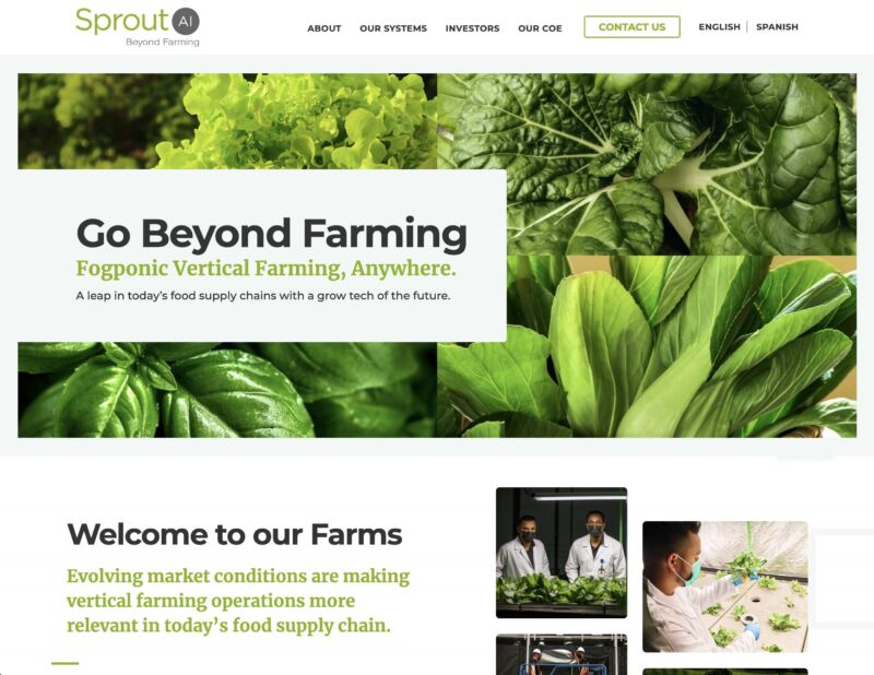 Sprout AI biotech web design