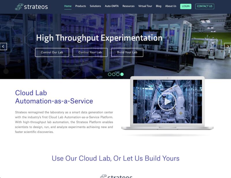 Strateos biotech web design