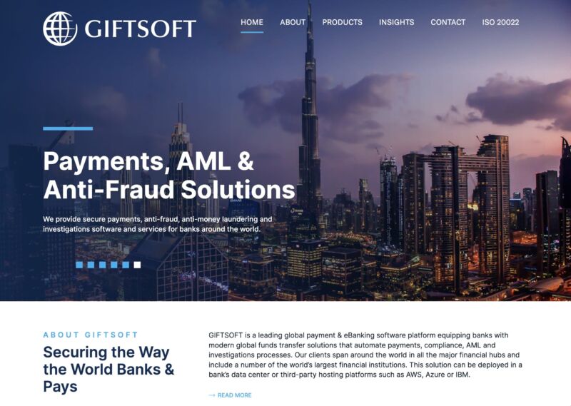 giftsoft Fintech web design