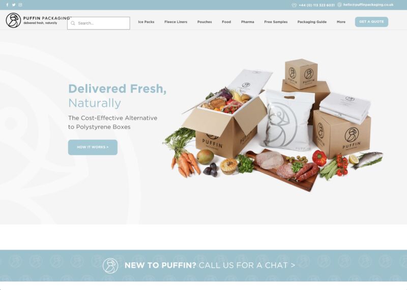puffin packaging startup web design