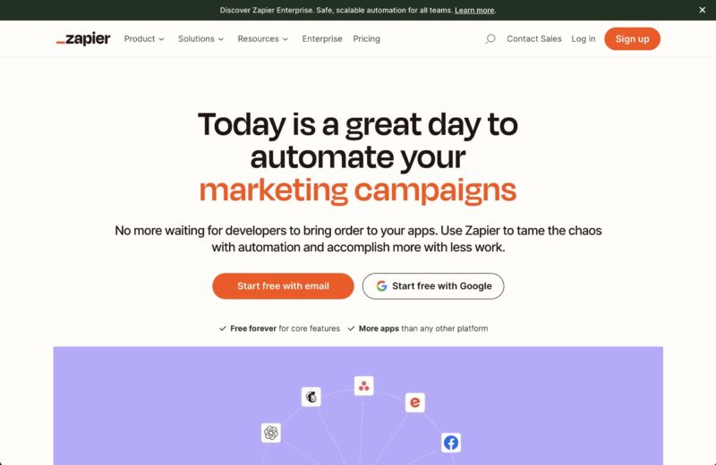 zapier Saas Website Design