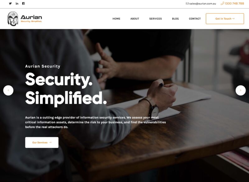 aurian cyber security website design agency